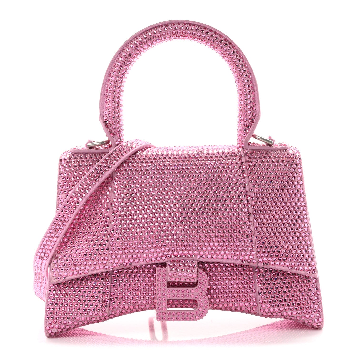 Balenciaga Strass Suede Hourglass Top Handle Bag XS Pink 1 of 12