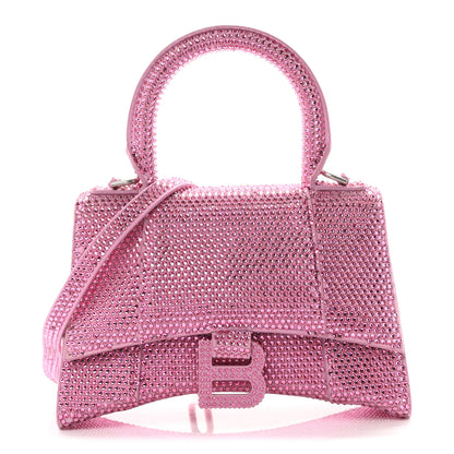 Balenciaga Strass Suede Hourglass Top Handle Bag XS Pink 1 of 12