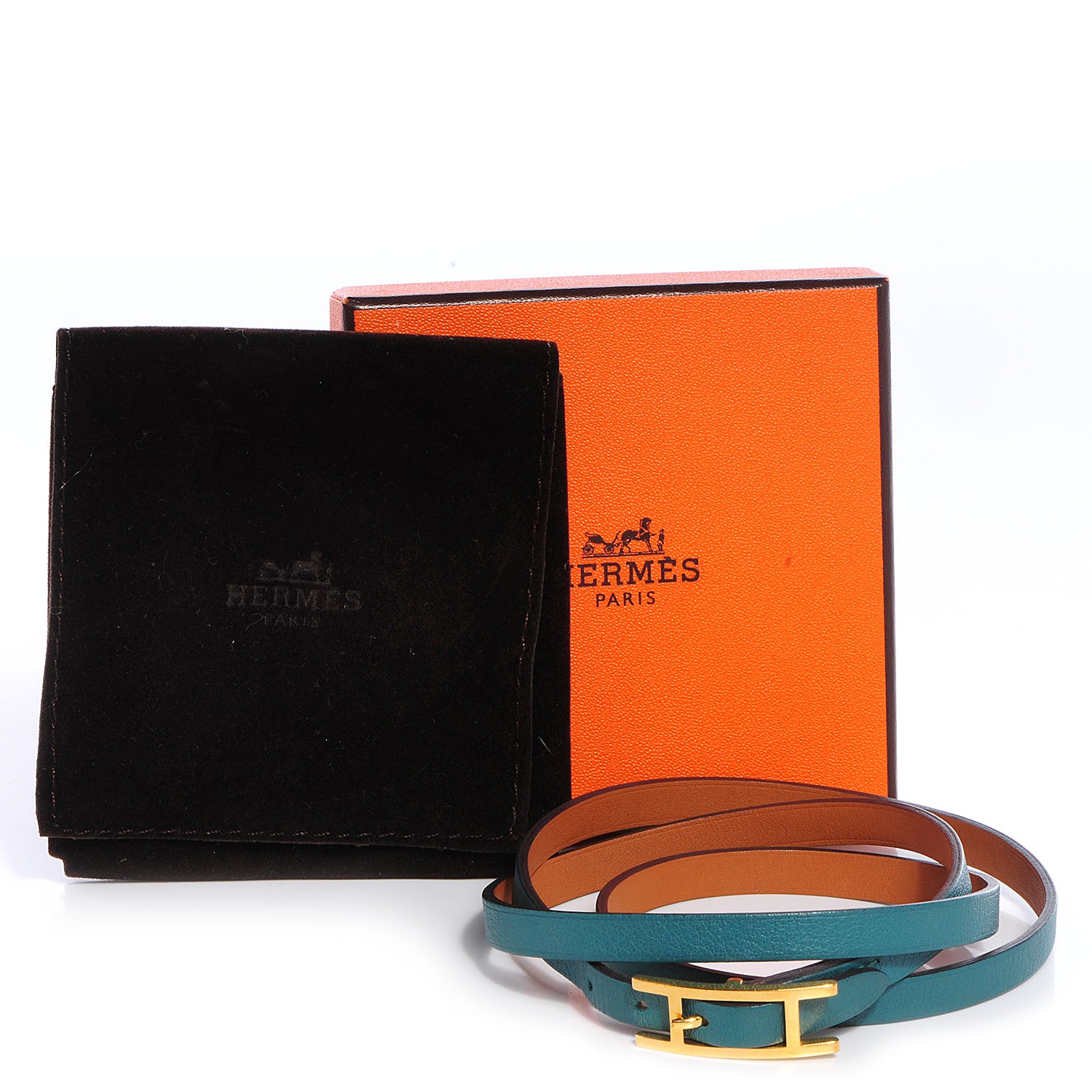 Hermes Swift Hapi 3 MM Triple Tour Wrap Bracelet Malachite 7 of 7
