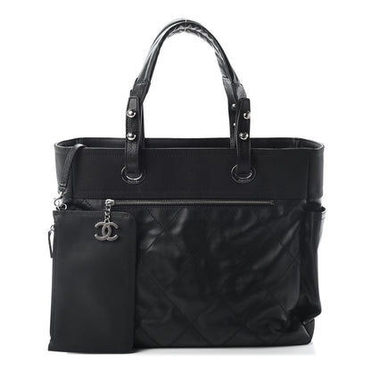 Chanel Coated Canvas Quilted Large Paris Biarritz Tote Black 1 of 11