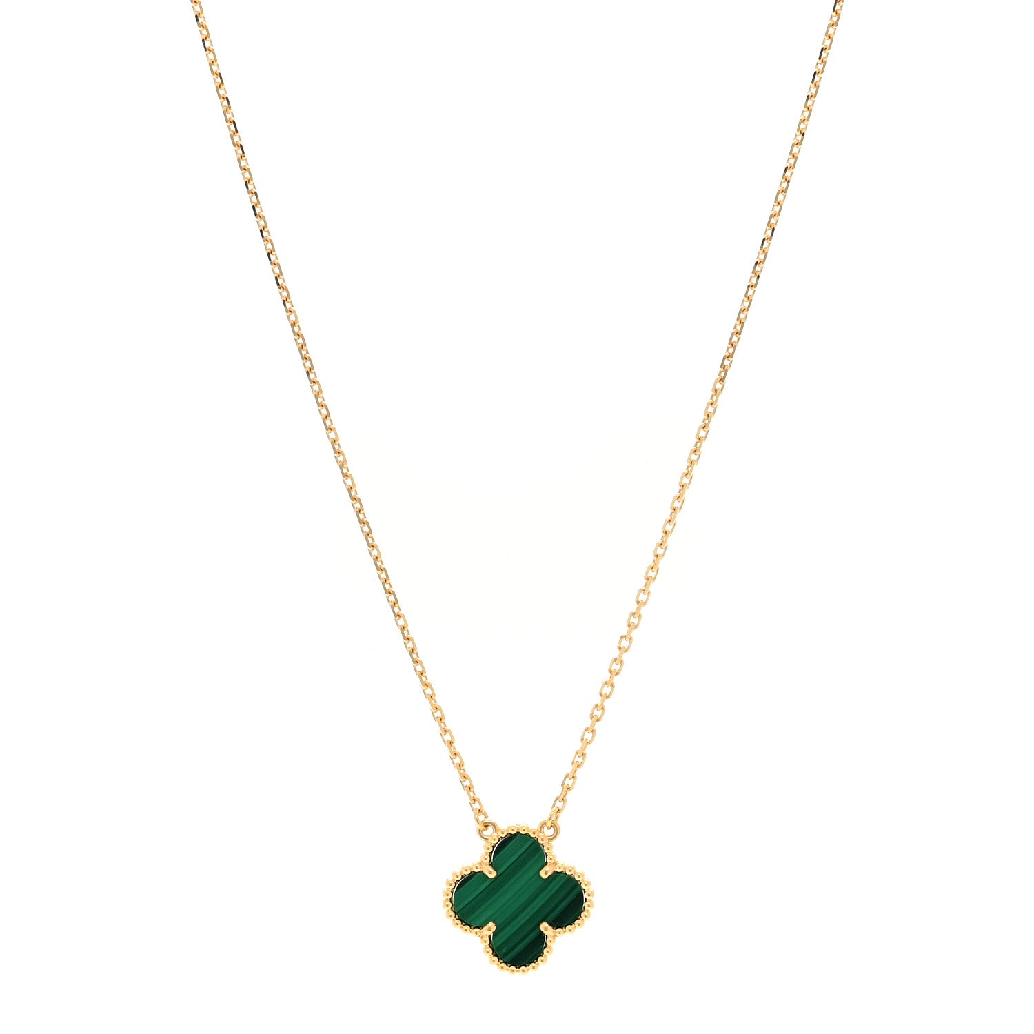 Van Cleef & Arpels 18K Yellow Gold Malachite Vintage Alhambra Pendant Necklace 1 of 4