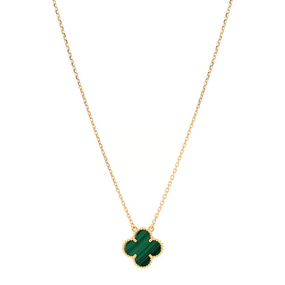 Van Cleef & Arpels 18K Yellow Gold Malachite Vintage Alhambra Pendant Necklace 1 of 4