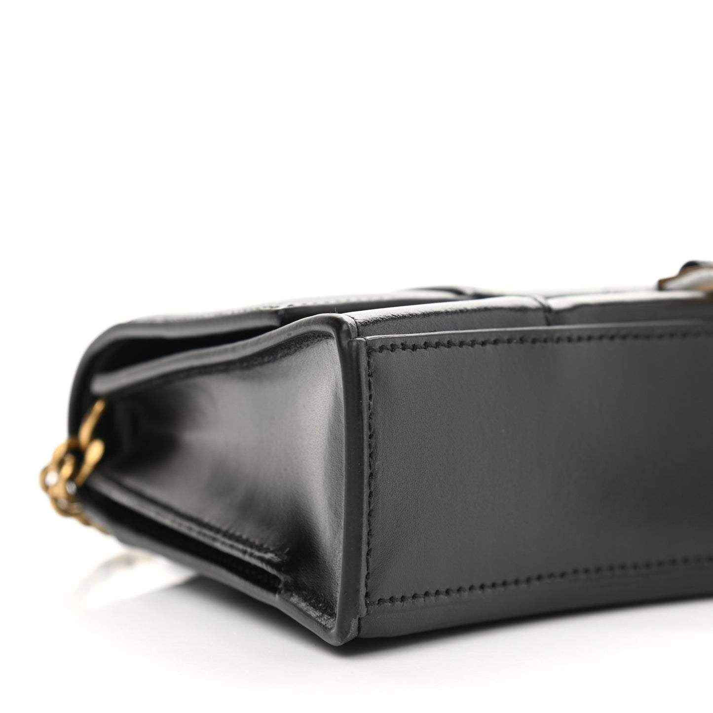 Shiny Box Calfskin Small Hourglass Evening Chain Bag Black