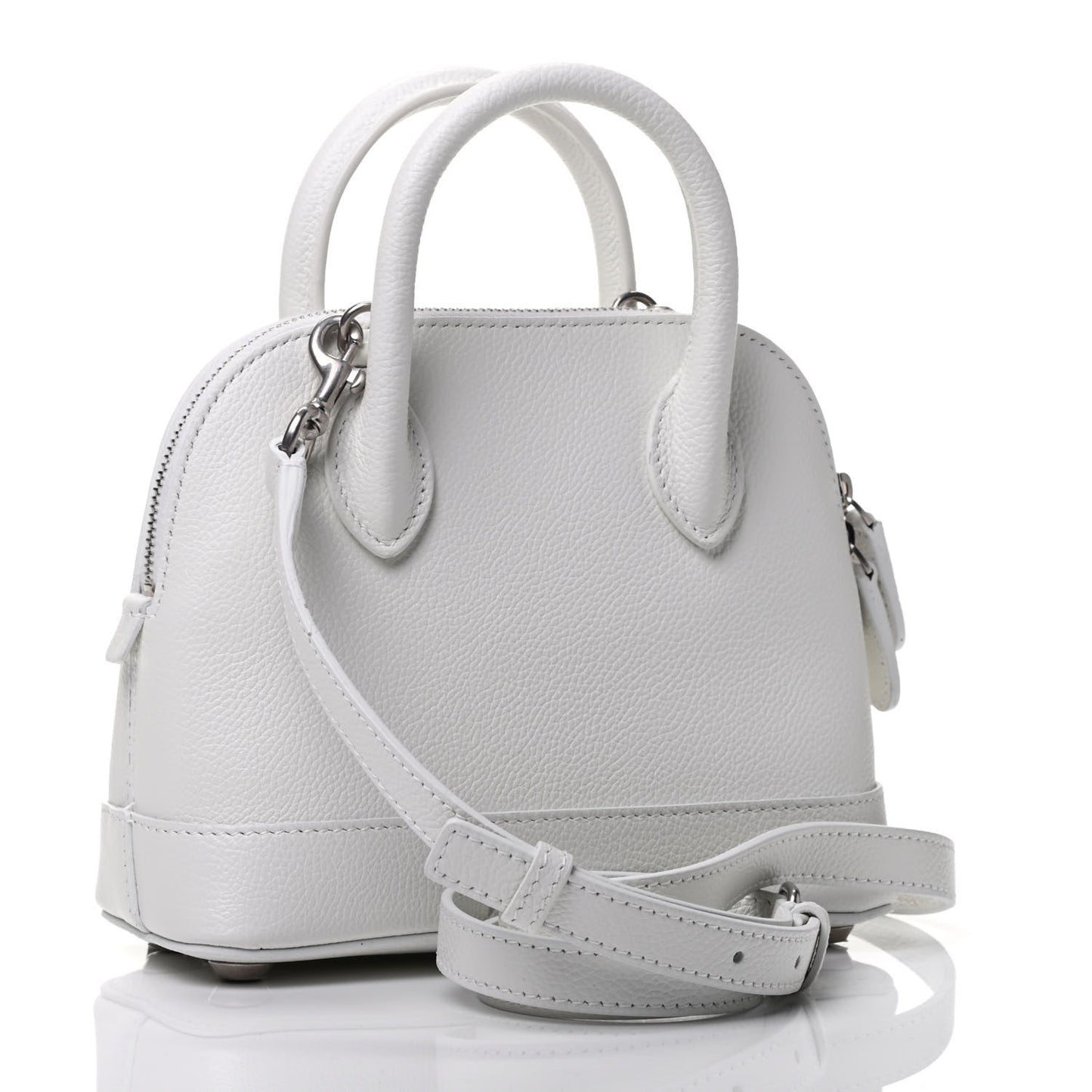 Grained Calfskin Logo XXS Ville Top Handle Bag White Light Green