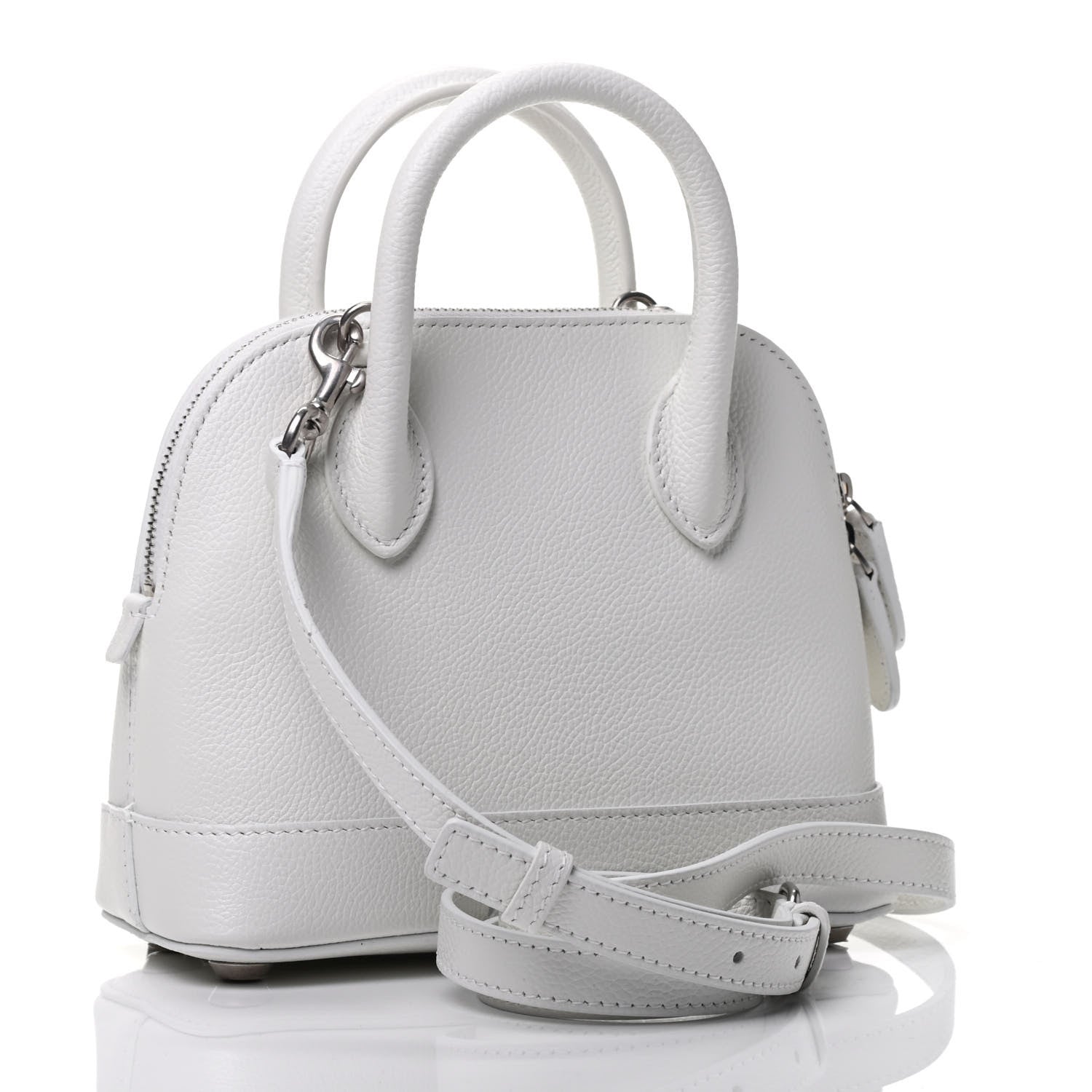 Balenciaga Grained Calfskin Logo XXS Ville Top Handle Bag White Light Green 2 of 4