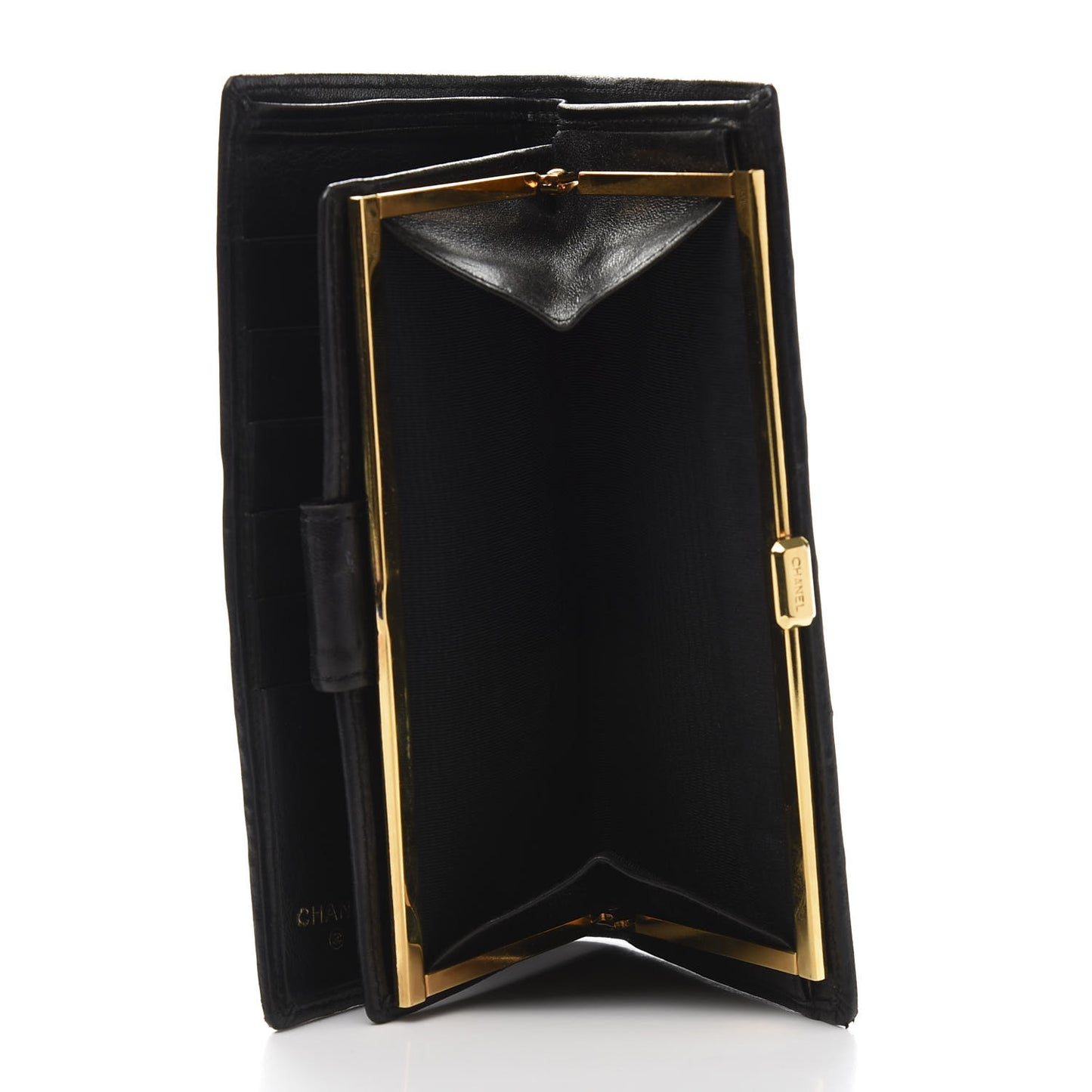 Lambskin Diamond Stitched French Wallet Black