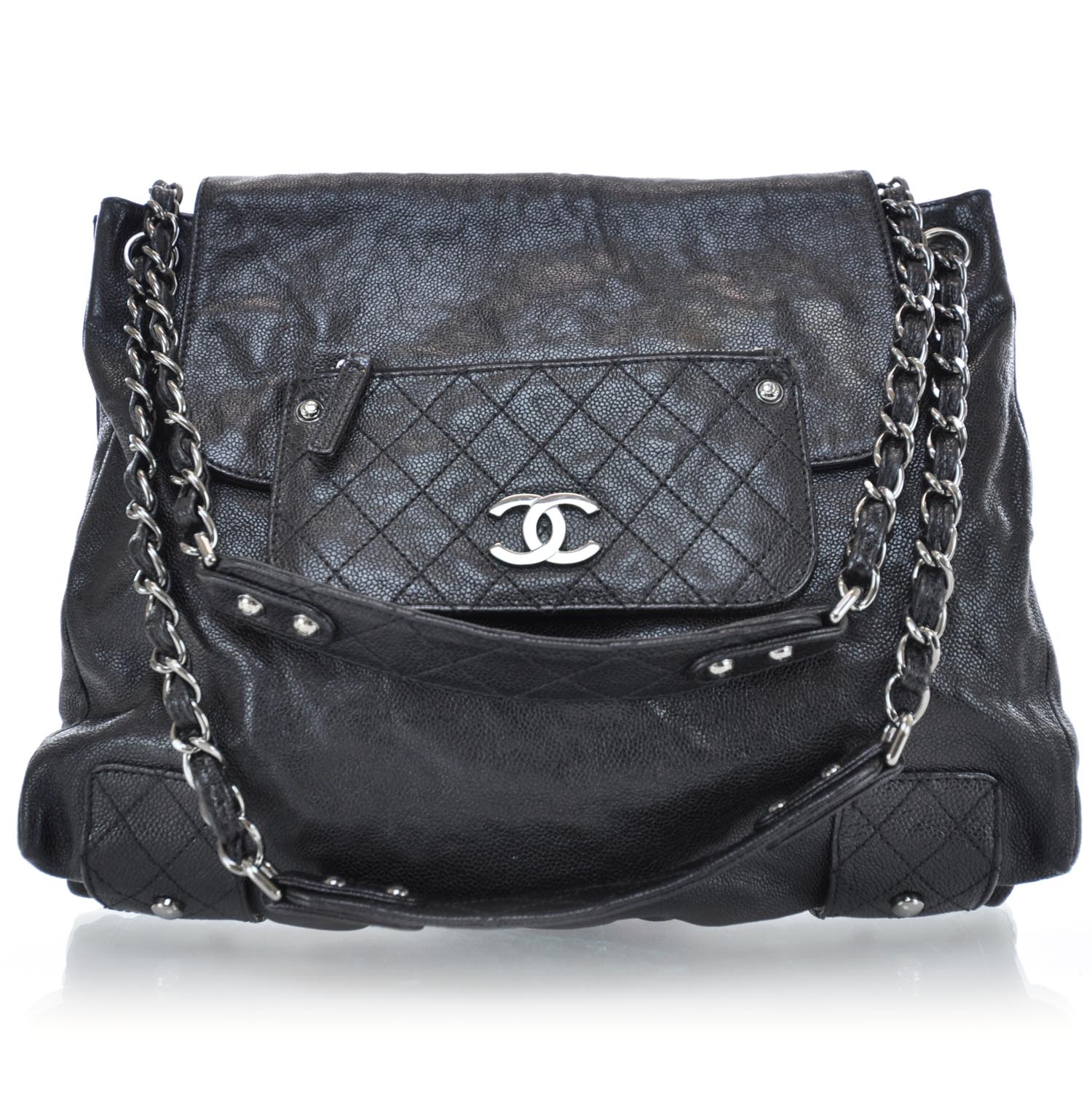 Chanel Glazed Caviar Pocket In The City Tote Brown 1 of 10