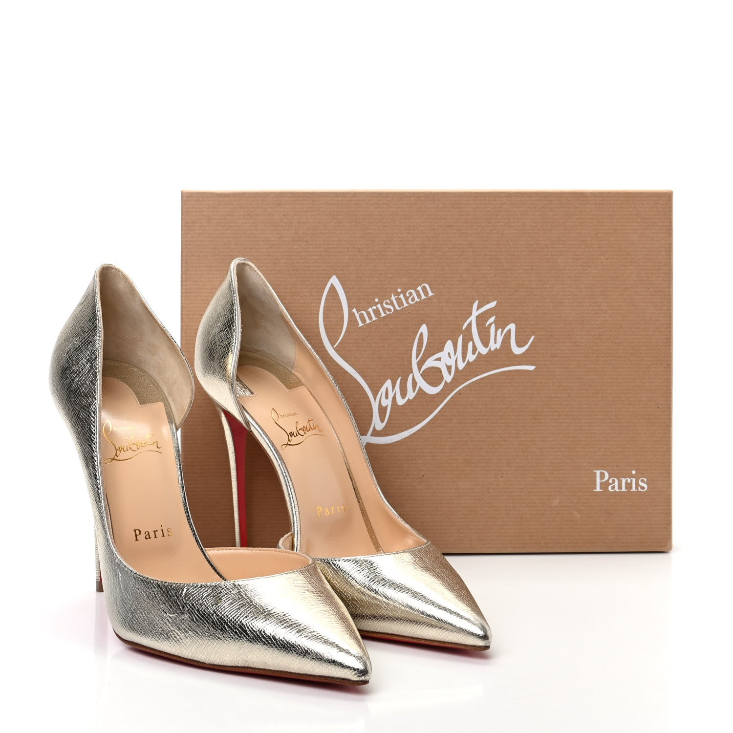 Christian Louboutin Calf Lame Tweed Iriza 100 Pumps 40 Platine 10 of 10