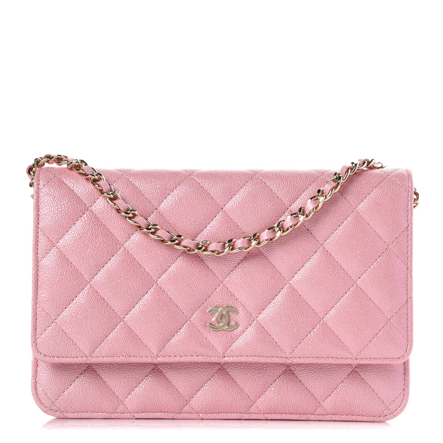 Chanel Iridescent Caviar Quilted Wallet on Chain WOC Rose Pink 1 of 11