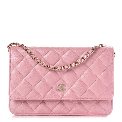 Chanel Iridescent Caviar Quilted Wallet on Chain WOC Rose Pink 1 of 11