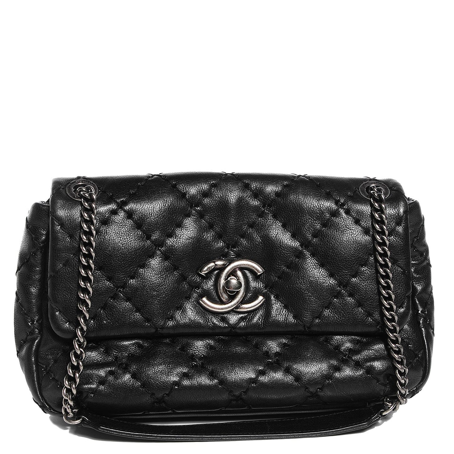 Calfskin Ultimate Stitch Flap Bag Black