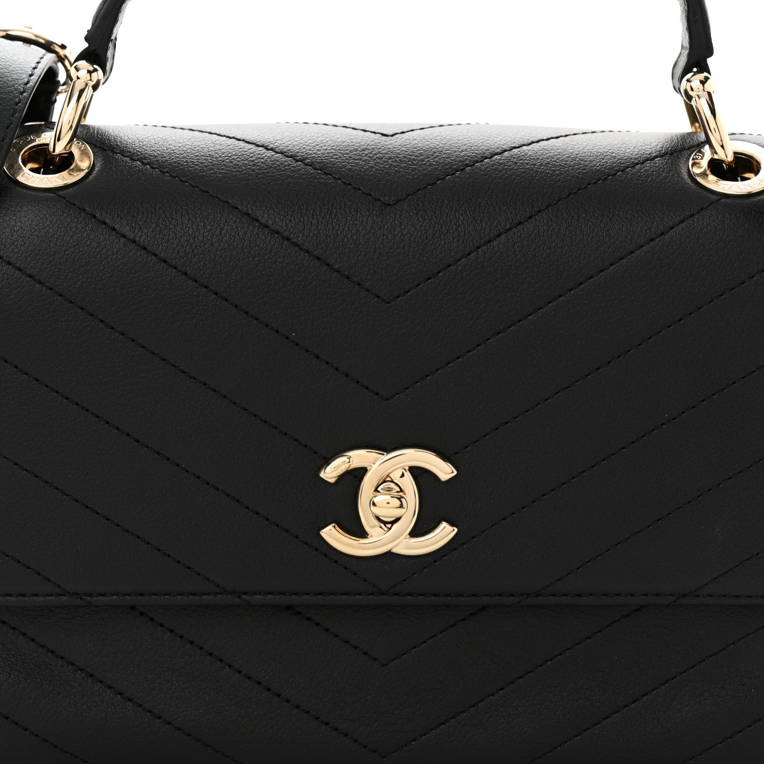 Chanel Grained Calfskin Small Chevron Chic Top Handle Flap Black 8 of 11