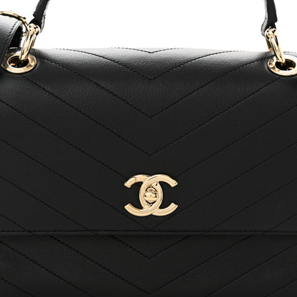 Chanel Grained Calfskin Small Chevron Chic Top Handle Flap Black 8 of 11