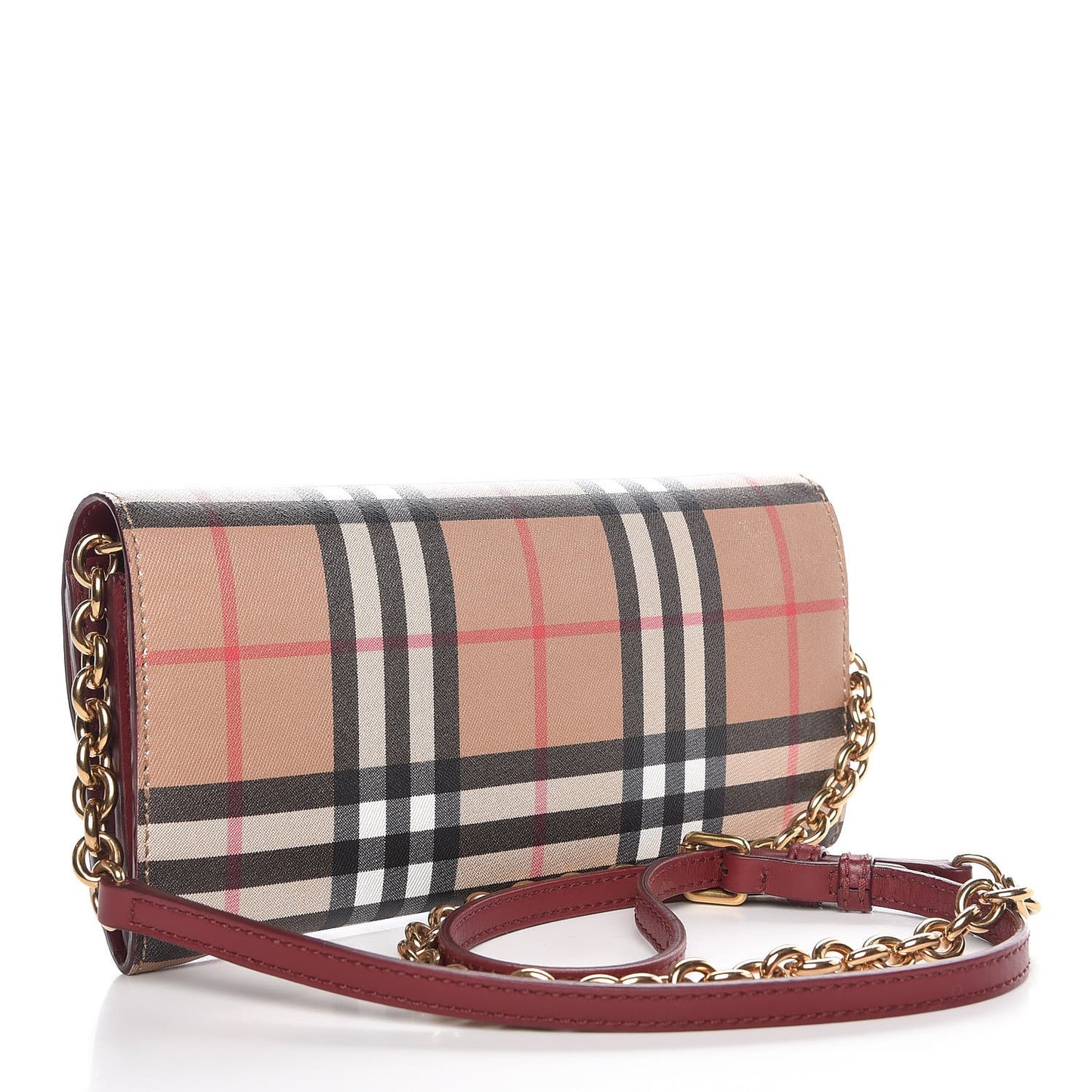 Vintage Check Henley Wallet On Chain Crimson