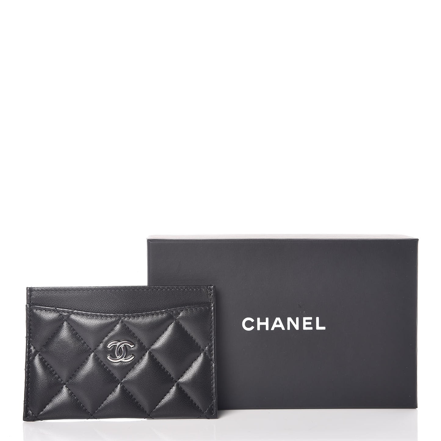 Lambskin Quilted Card Holder Black