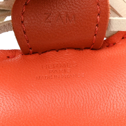 Hermes Milo Lambskin Grigri Rodeo Horse Bag Charm PM Orange Poppy Craie Terre Battue 3 of 4