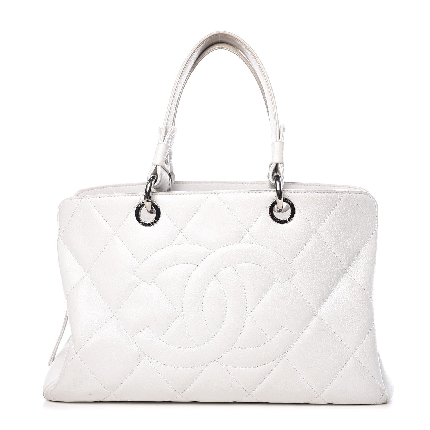Chanel Soft Caviar Quilted CC Timeless Tote White 1 of 19