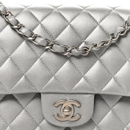 Chanel Metallic Lambskin Quilted Medium Double Flap Silver 8 of 10