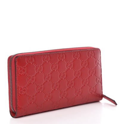 Gucci Guccissima Signature Zip Around Wallet Hibiscus Red 3 of 9