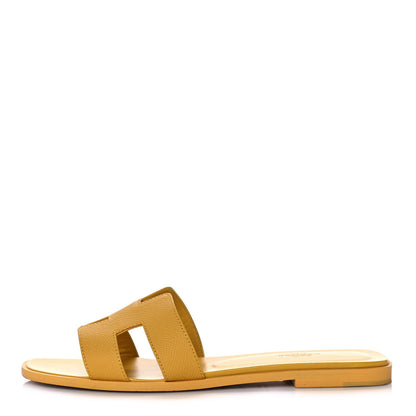Hermes Epsom Oran Sandals 39.5 Jaune Sable 1 of 12