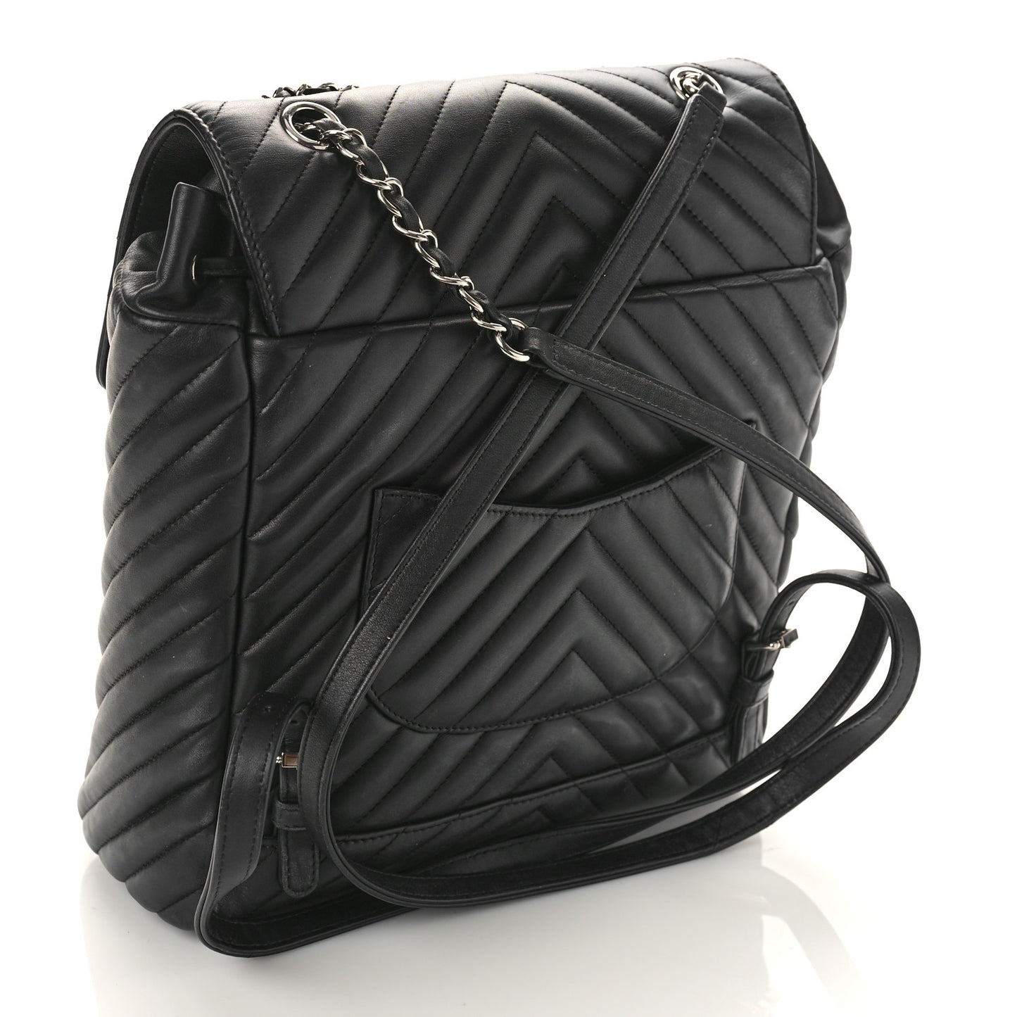Calfskin Chevron Quilted Large Urban Spirit Backpack Black