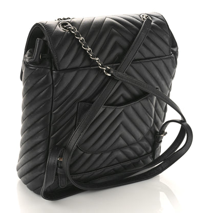 Chanel Calfskin Chevron Quilted Large Urban Spirit Backpack Black 3 of 9