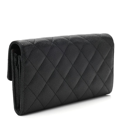 Chanel Caviar Quilted Large Gusset Flap Wallet Black 3 of 10