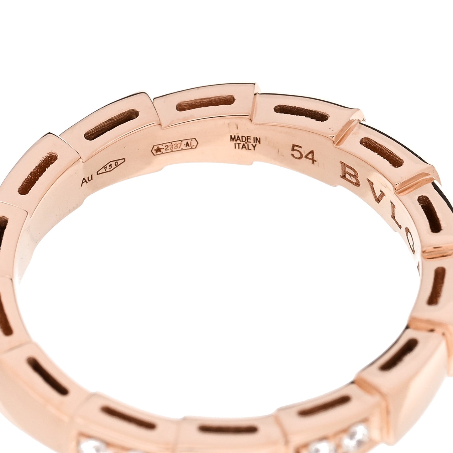 18K Rose Gold Diamond Serpenti Viper Ring 54 6.75