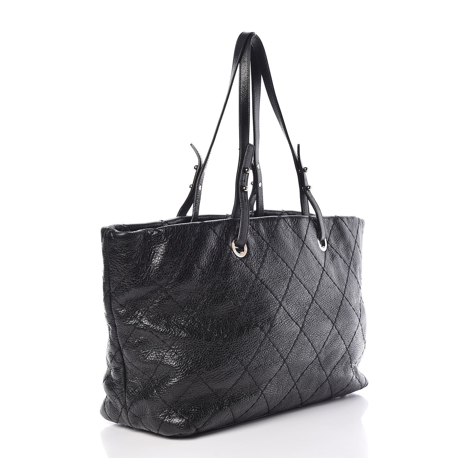 Chanel Glazed Calfskin Large On The Road Tote Black 3 of 10