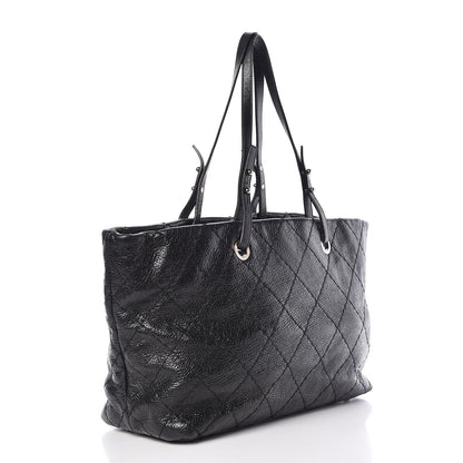 Chanel Glazed Calfskin Large On The Road Tote Black 3 of 10