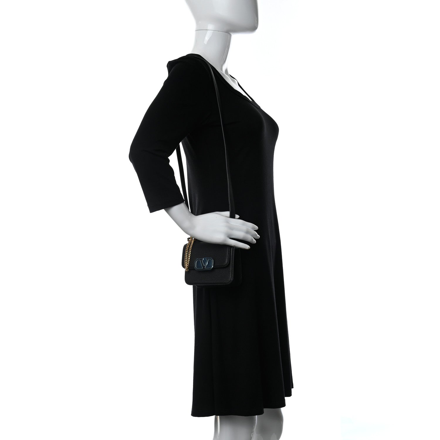 Valentino Garavani Pebbled Calfskin Micro VSling Shoulder Bag Black 2 of 8