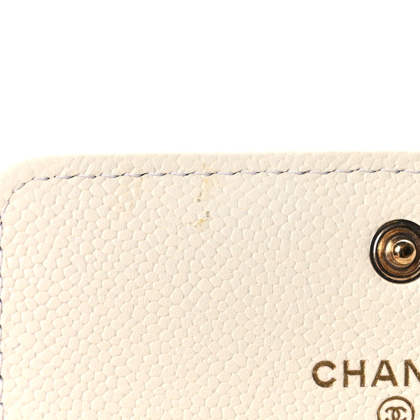 Caviar Quilted Boy Card Holder On Chain White