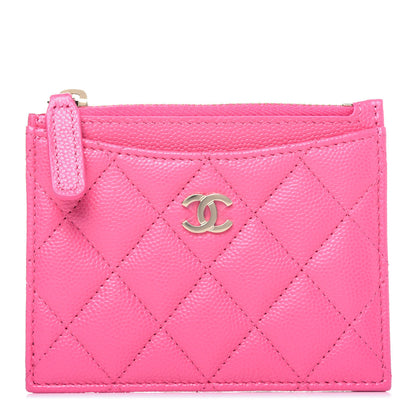 Chanel Caviar Quilted CC Zip Card Holder Pink 1 of 11