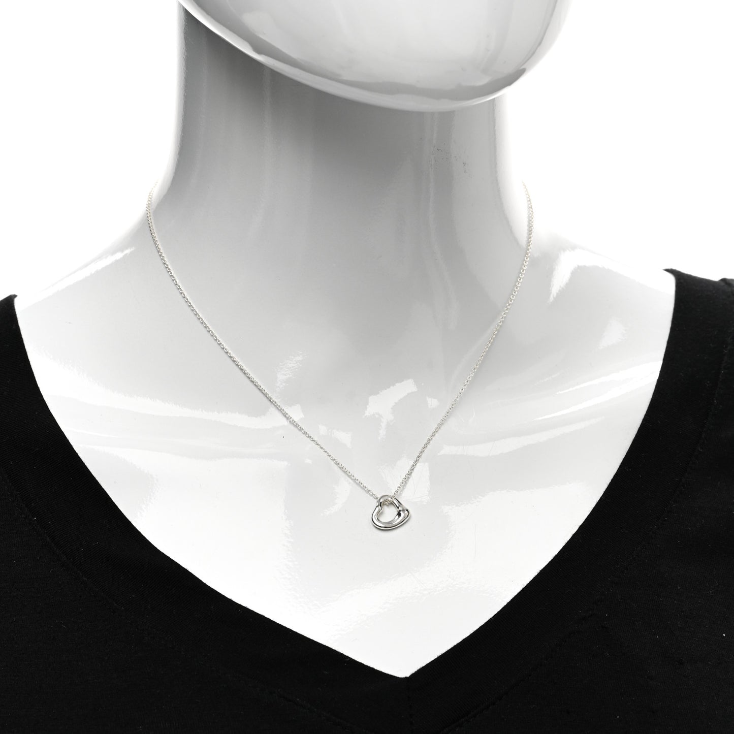 Sterling Silver 11mm Elsa Peretti Open Heart Pendant Necklace