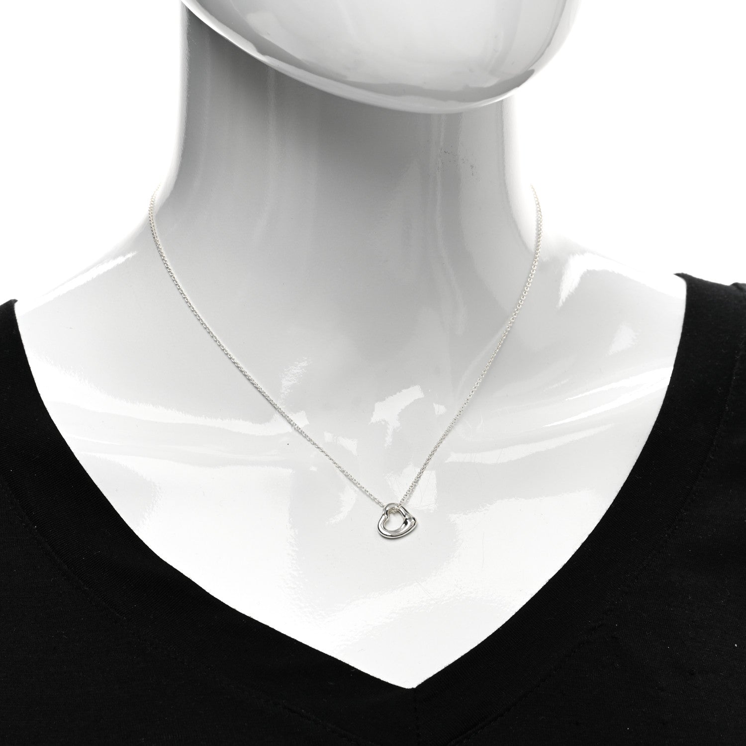 Tiffany Sterling Silver 11mm Elsa Peretti Open Heart Pendant Necklace 2 of 4