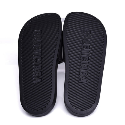 Balenciaga Rubber Womens Logo Pool Slide Sandals 41 Black White 6 of 20