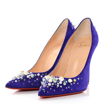 Christian Louboutin Veau Velours Candidate 100 Pumps 38 Purple Pop 3 of 10