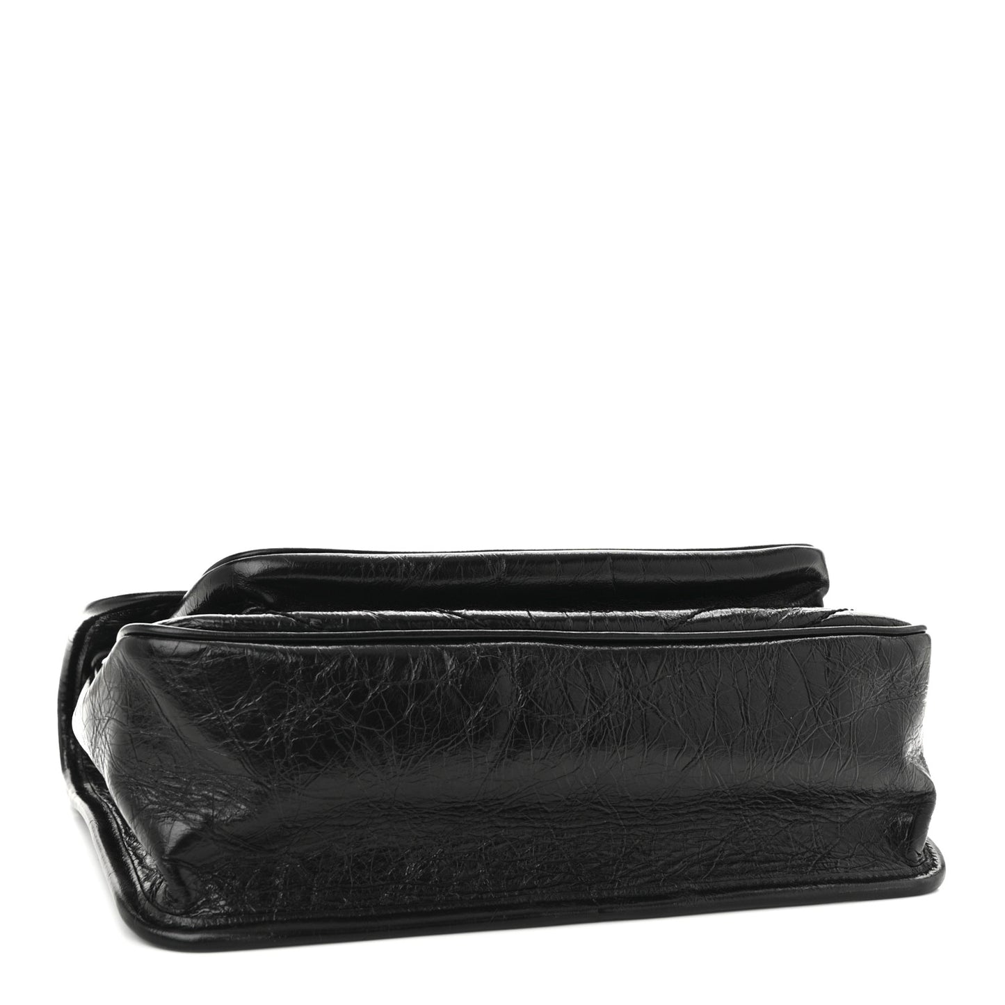 Crinkled Calfskin Matelasse Monogram Medium Niki Chain Satchel Black