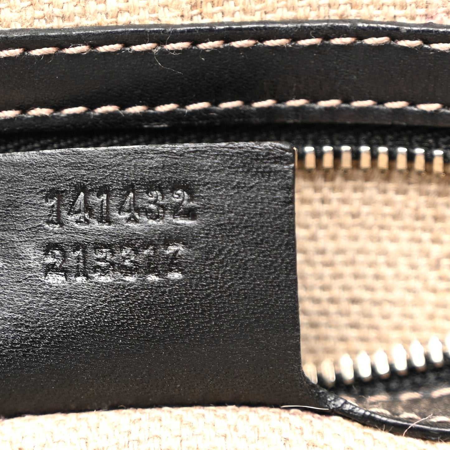 Calfskin Canvas Tote Black White