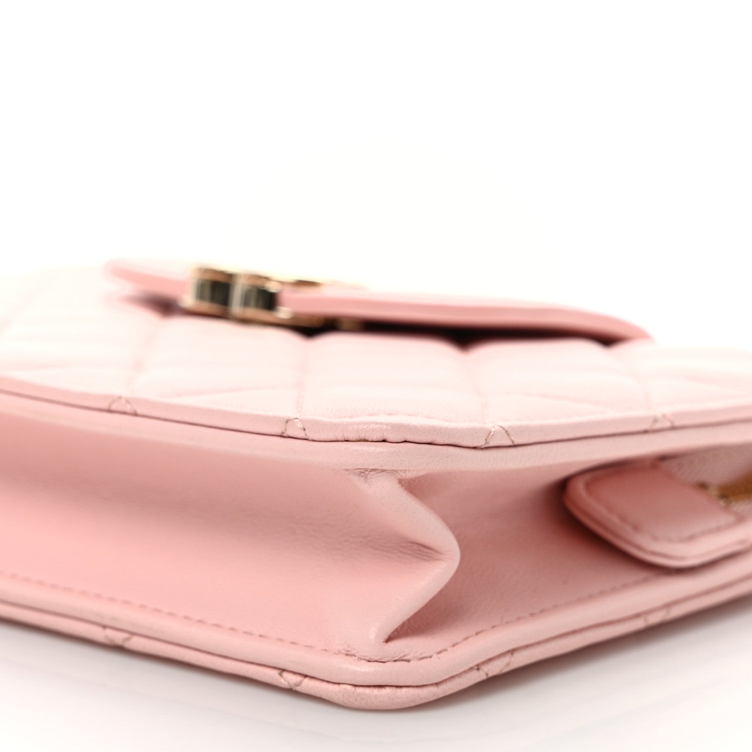 Chanel Lambskin Quilted CC Pouch Wristlet Pink 9 of 10