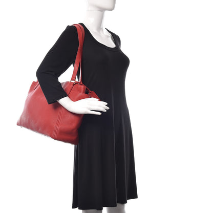 Prada Vitello Daino Side Pocket Tote Rosso 2 of 10