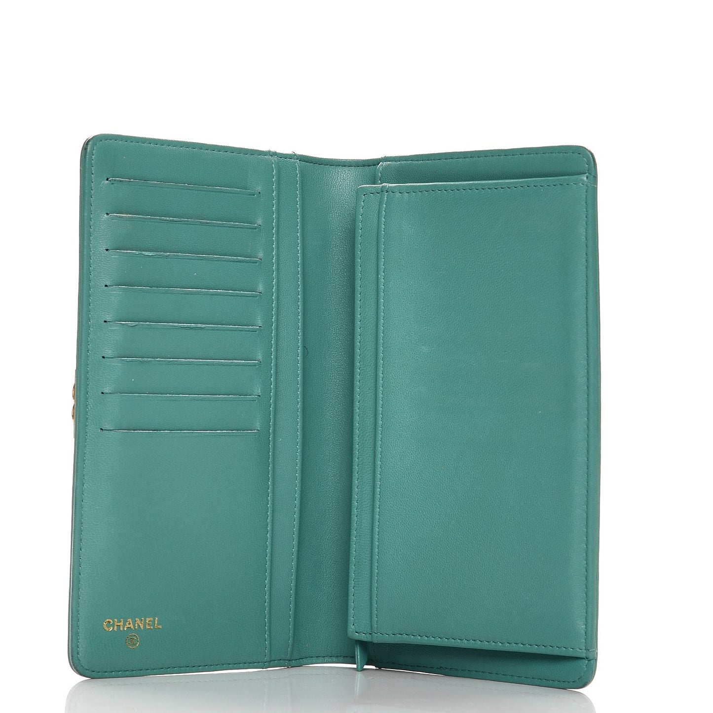 Lambskin Quilted Boy Yen Wallet Green