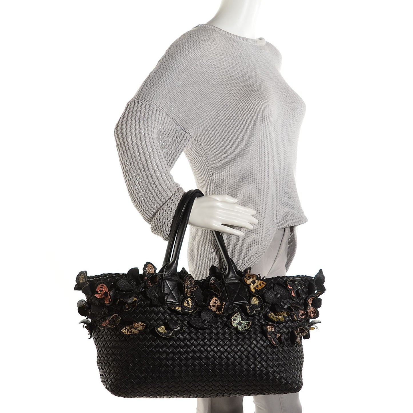Nappa Intreciatto Medium Butterfly Cabat Nero Black