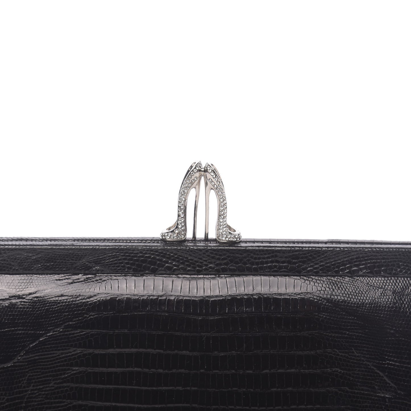Calfskin Lizard Embossed Clutch Black