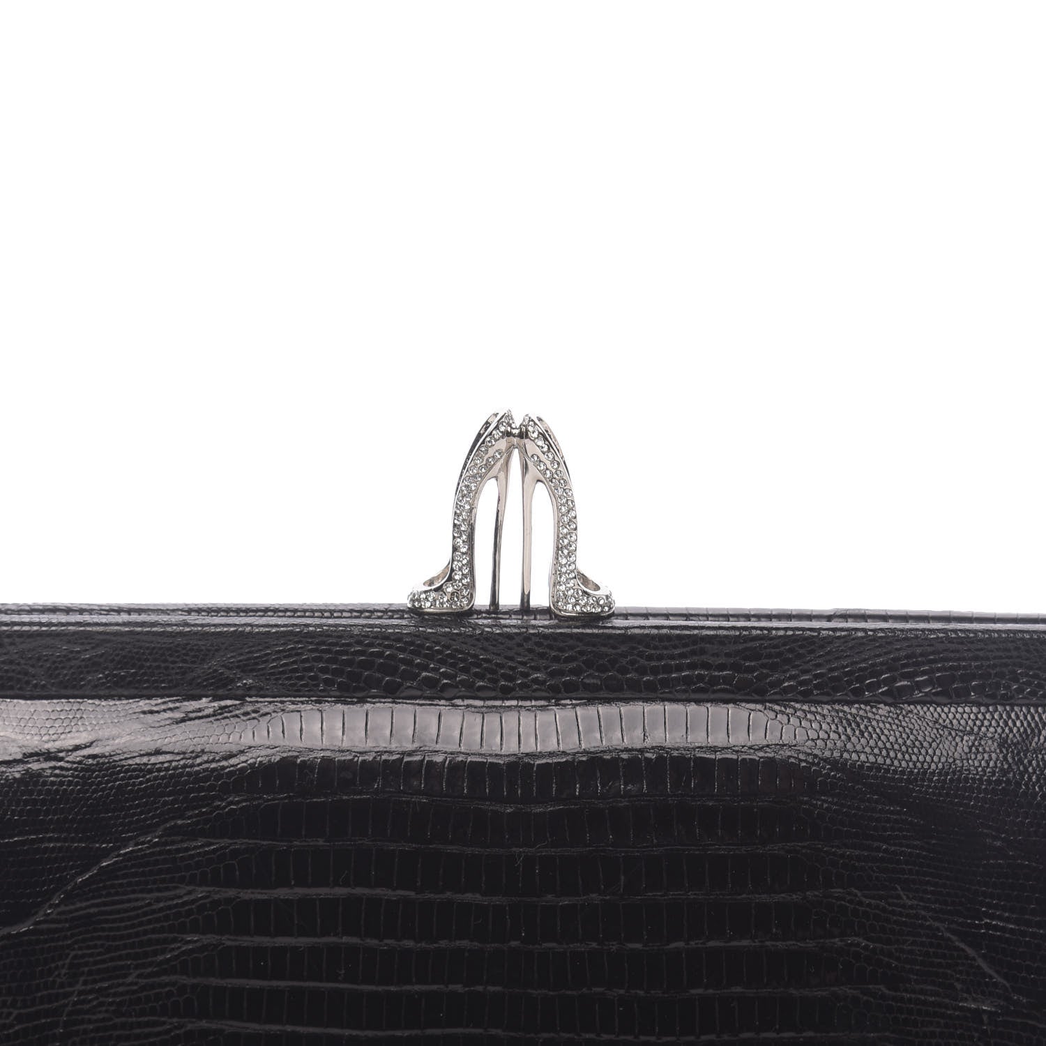 Christian Louboutin Calfskin Lizard Embossed Clutch Black 9 of 9
