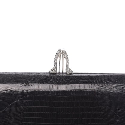 Christian Louboutin Calfskin Lizard Embossed Clutch Black 9 of 9
