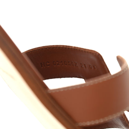 Hermes Box Calfskin Oran Sandals 38.5 Gold 8 of 8