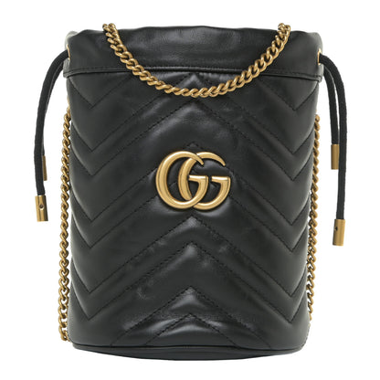 Gucci Calfskin Matelasse Mini GG Marmont 2.0 Bucket Bag Black 1 of 9