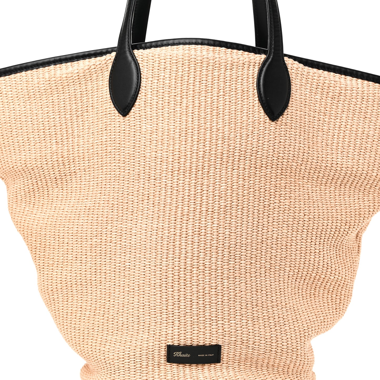 Raffia Calfskin Osa Medium Tote Natural Black