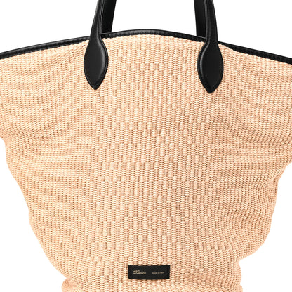 Khaite Raffia Calfskin Osa Medium Tote Natural Black 6 of 8